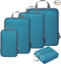 BAGAIL 5 Set Ultralight Compression Packing Cubes Travel Accessories Expandable Packing Organizers(Teal)