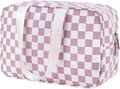 Narwey Large Checkered Travel Toiletry Bag Women Toiletries Bag Pink Makeup Bag Organizer Make up bag Cosmetic Bag Medicine Bag for Girls (Dusty Rose Checkerboard, Large)