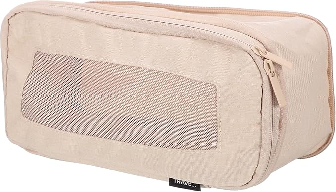 HARFINGTON Compression Packing Cube for Suitcases 26x12x13cm Lightweight Luggage Organizers Bag Travel Essentials Compression Bags for Carry on Suitcases, Beige