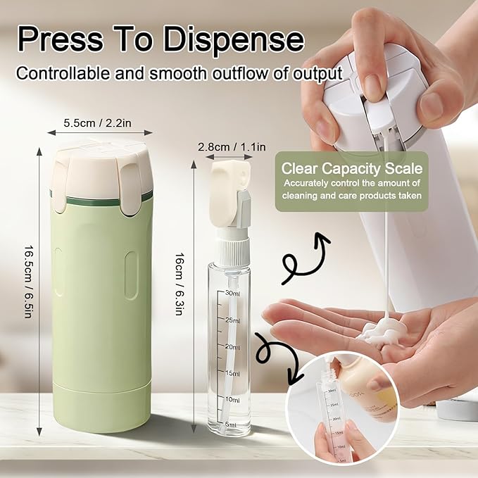 4 in 1 Travel Dispenser Bottles Refillable,Travel Shampoo and Conditioner Bottles，No Spill Space Saving Compact,for Vacation Business Trip
