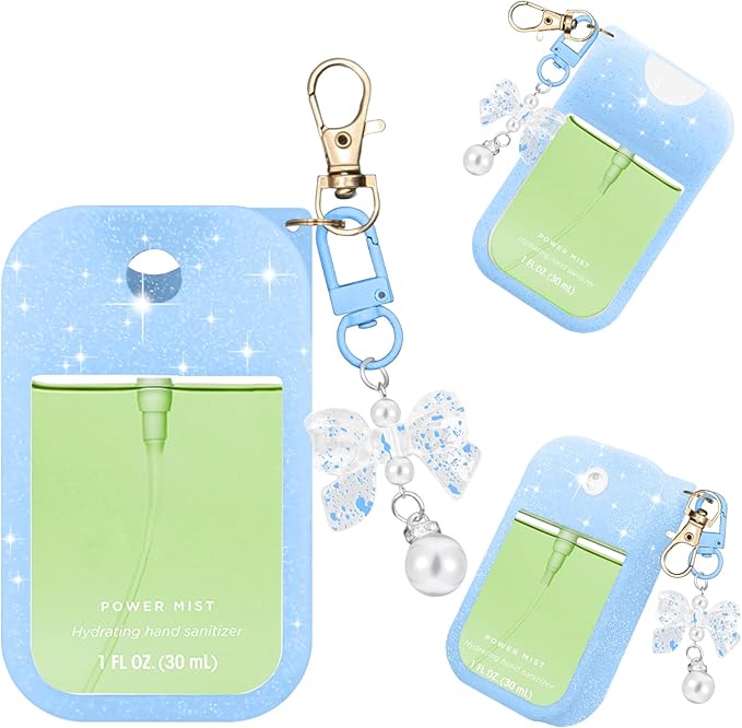 Silicone Case Compatible with Touchland Hand Sanitizer Spray Mist 1 oz with Bow Keychain