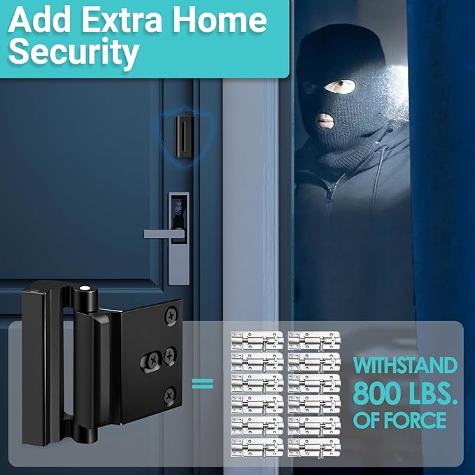 2 Pack Home Security Door Lock for Front Door Reinforcement Lock Kids Safety Child Proof High Security Door Lock for Top of Door Latch Extra Flip High Night Lock for Swinging Inward Door Safe Defend