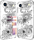 Compatible with iPhone 17 Air Case Card Holder for Women Cute Design,Wallet Phone Cases Transparent Cool Kawaii Protective (Clear Black Henna Flower)