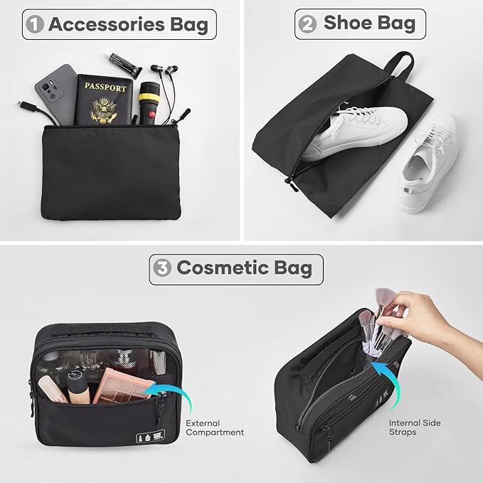 Veken 10 Set/8 Set Packing Cube for Travel Essential,Suitcase Organizer Bag in 4 Sizes,Carry-On Luggage Accessories with Laundry&Toiletry Bag, Airplane Must-Have,Road Trip&Camp Gift for Men(Pack of 2)