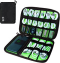 Lcsmaokin Electronics Travel Organizer,Portable Waterproof Electronic Travel Storage Bag for Small Charging Cord Storage,Charger,SD Card etc,for Travel,Business -Black Green