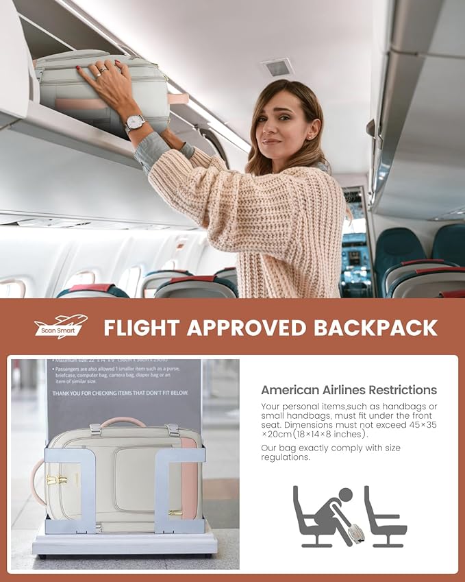 LOVEVOOK Travel Backpack For Women Flight Approved, 50L Large Carry On Backpack, Personal Item Travel Bag for Airplanes, Business 18 Inch Laptop Backpack, Weekender Overnight Daypack, With 3 Cubes