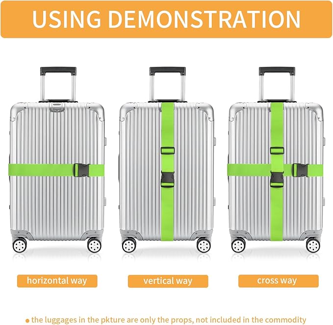 BILIONE Luggage Straps, 79" Long Belts Keep Suitcase Secure While Traveling, TSA Approved Add a Bag Premium Accessory for Travel Bag Closure (Orange, 8Pcs)