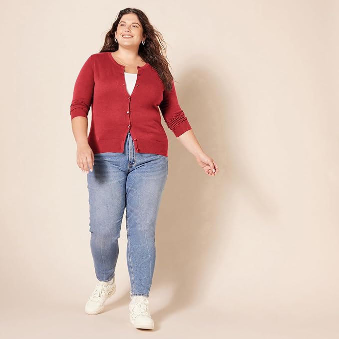 Amazon Essentials Women's Lightweight Crewneck Cardigan Sweater (Available in Plus Size)