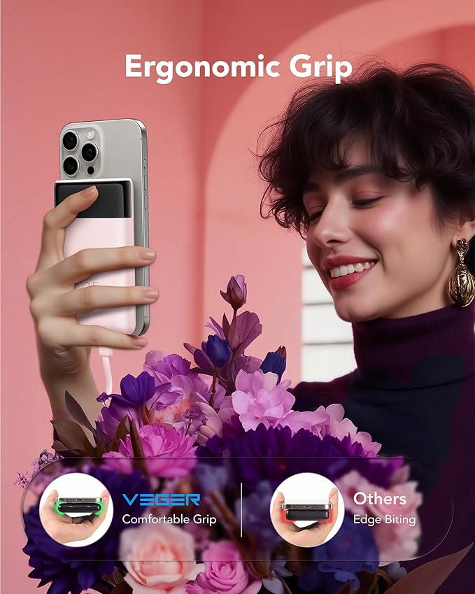 VEGER Portable Charger, Ultra Slim 22.5W Fast Charging with Built in Cable, Flight-Safe 10000mAh USB C Power Bank Battery Pack, Travel Essential Phone Powerbank for iPhone 17 16 Samsung S25 Google etc