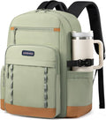 LOVEVOOK Laptop Backpack for Women with Stanley Cup Holder,15.6 Inch DIY Design Travel Work Backpack Computer Laptop Bag,Nurse Teacher College Backpack Purse,Gifts for Women Men,Brown-Black-Bean green