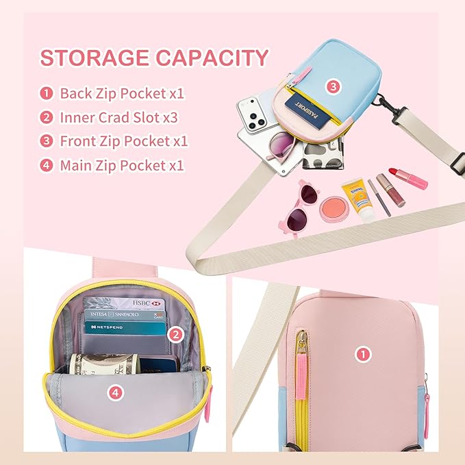 Graduation Mothers Day Gifts for Daughter Teen Girl Her, Fanny Pack Birthday Gifts for 8 9 10 11 12 Year Old Girls, Preppy Crossbody Bag, Adjustable Sling Bag Purse Trendy Stuff Kids Travel Essential