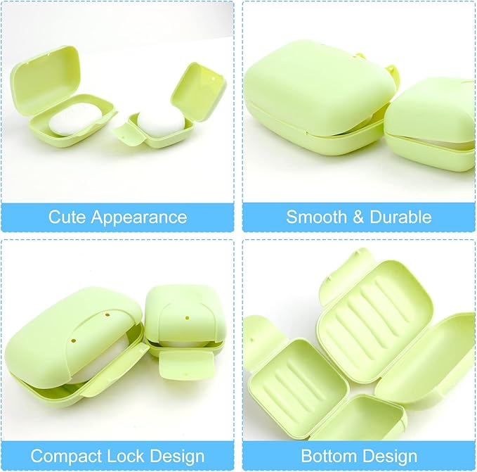 RETON 4 Pcs Travel Soap Container, Portable Soap Holder Dish, Plastic Shampoo Bar Box Case for Bathroom, Shower, Camping, Gym, Outdoor, Hiking, Home (2 Small+2 Large)