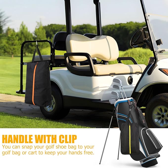 TOBWOLF Cleat Bags For Golf Smell Proof, Waterproof Golf Shoes Bag with Zipper & Handle, Large Capacity Fits Up To Size 14, Suitable as Sport Shoe Storage for Golf, Travel, Soccer, Gym, Running, Men