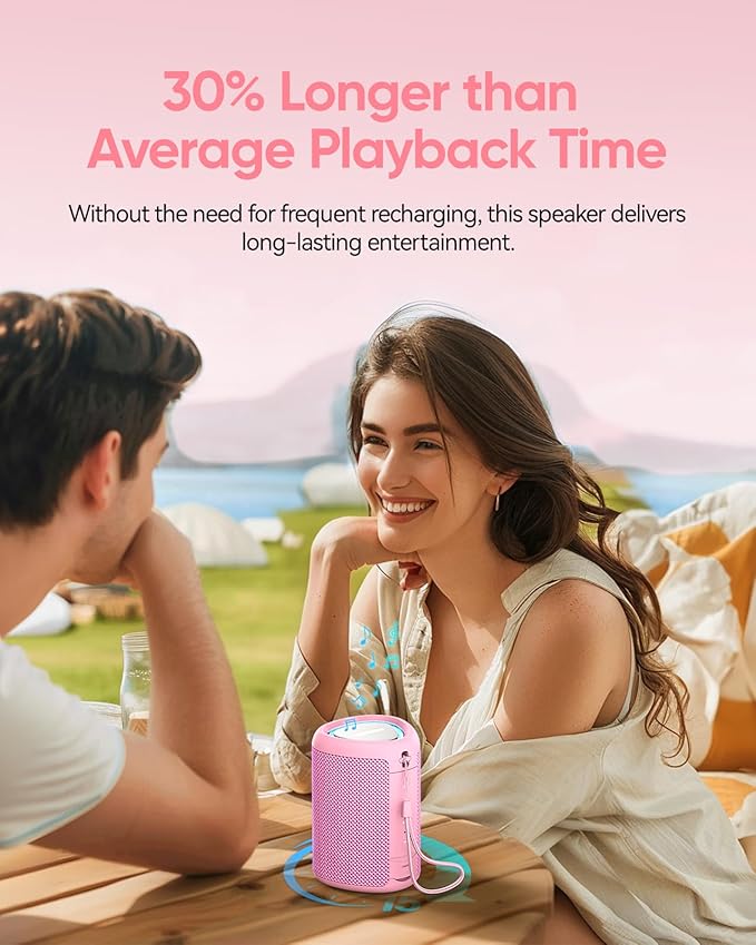 Portable Bluetooth Speaker Beach Essentials: Powerful Crystal Clear Sound/Dynamic Light/IPX5 Waterproof/All Day Playtime/Wireless BT 5.3/TWS Paring, Mom Gifts, Outdoor|Travel|Camping|Pool Accessories