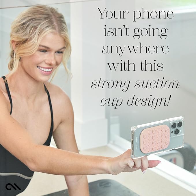 Case-Mate Adhesive Suction Cup Phone Mount - Sticky Phone Grip with Strong 3M Adhesive - Anti-Slip Phone Holder - Content Creator Essentials - Compatible with iPhone, Android Phones & Cases - Peach