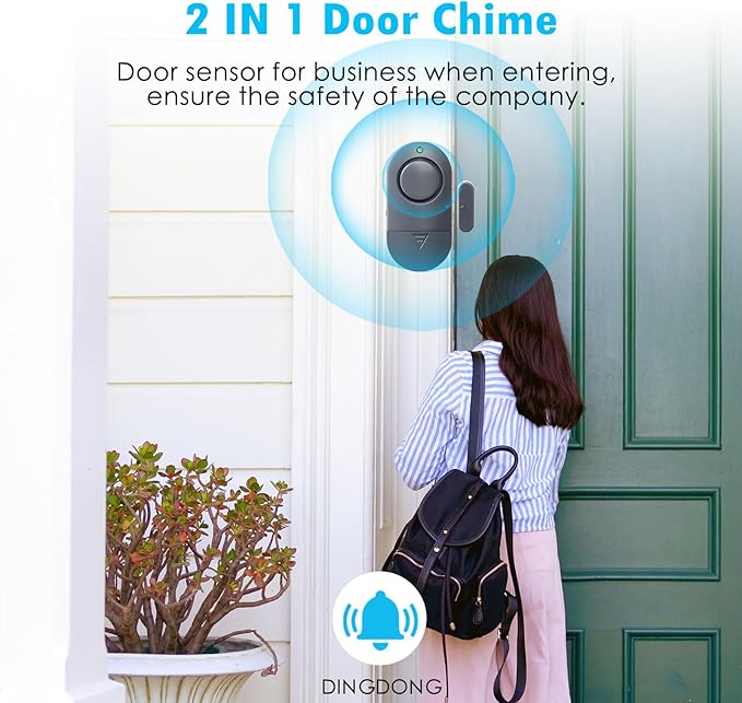 Door Window Alarm, 120DB Window Alarms for Home Security, Door Chime for Store Home, 10 Pack Gray