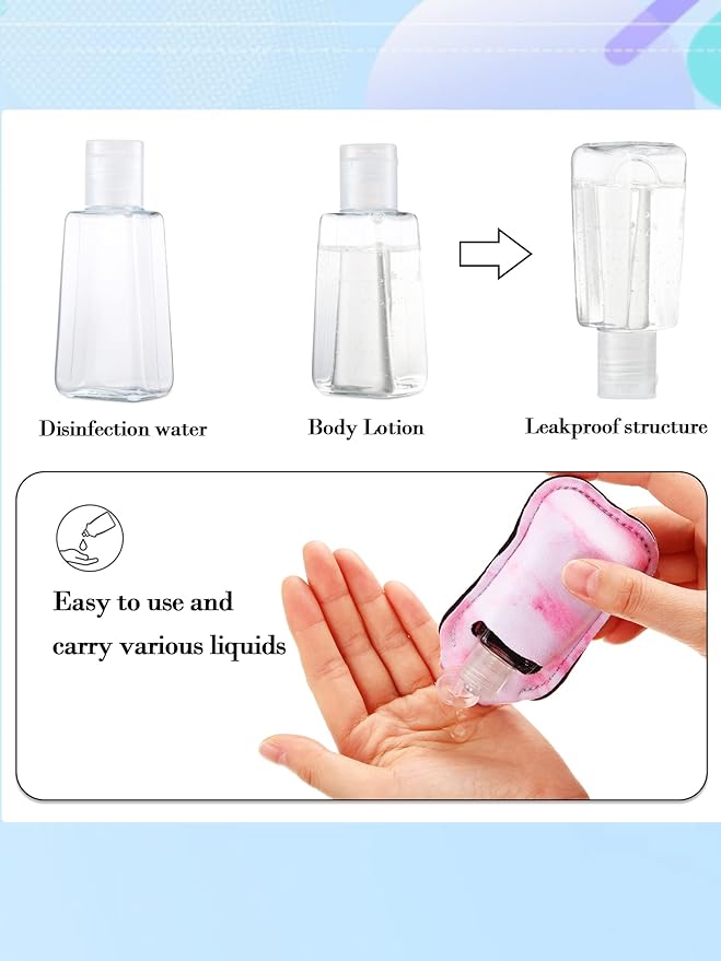 Geiserailie 40 Pcs Hand Sanitizer Keychain Holder Set Travel Bottle Holder Lipstick Case Wristlet Keychain for Women(Boho)