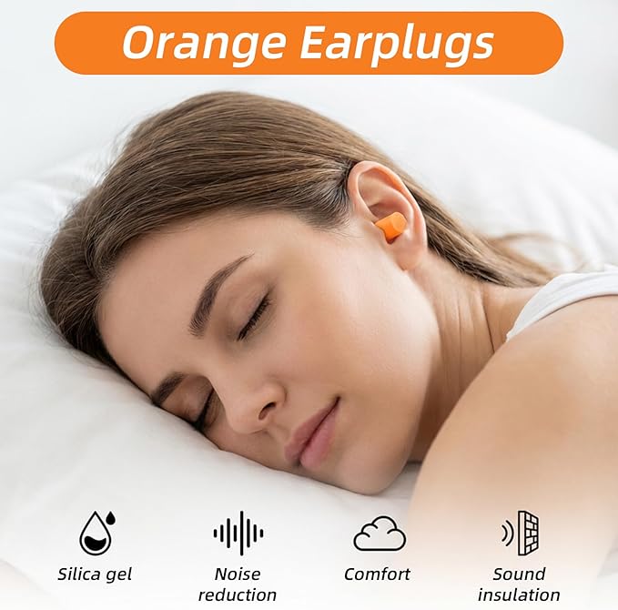 Nogeqi 50 Pair 32dB Ear Plugs Individually Wrapped, Disposable Ear Plugs for Noise Reduction Comfortable Soft Foam Ear Plug for Sleeping Work Safety Hearing Travel Concert High Decibel