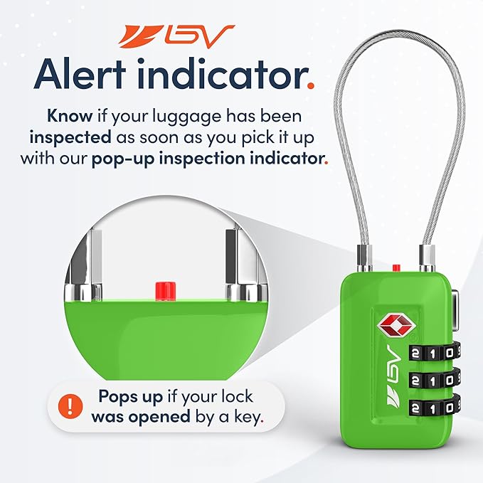 TSA Accepted Luggage Travel Lock, Set-Your-Own Combination Lock for School Gym Locker, Luggage Suitcase Baggage Locks, Filing Cabinets, Toolbox, Case(Green, 4 Pack)