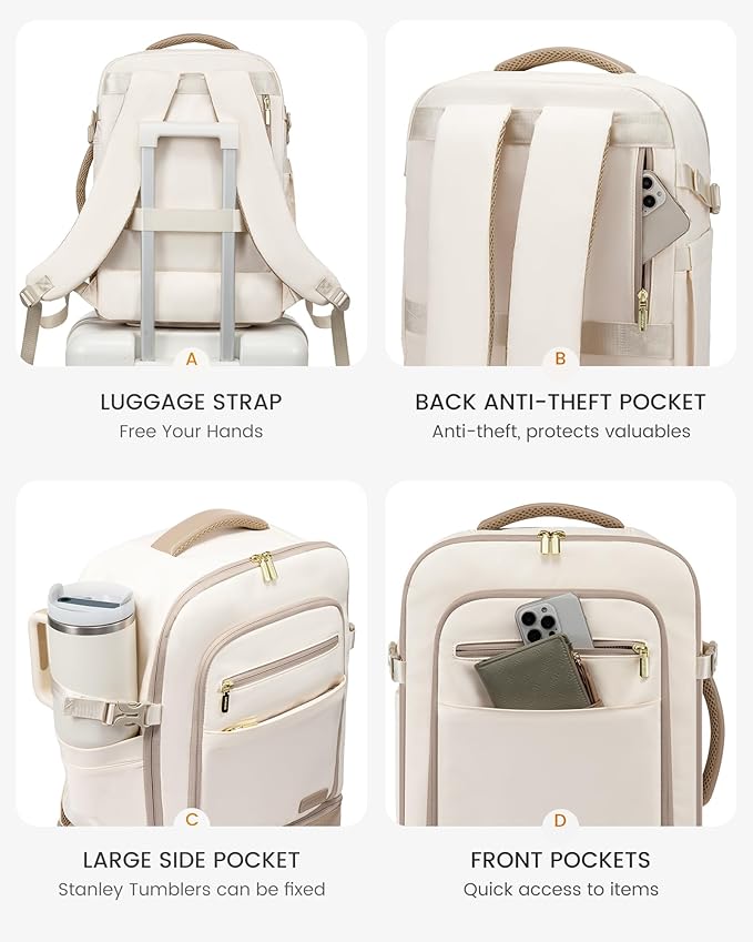 LOVEVOOK Travel Backpack for Women with Shoes Compartment,50L Personal Item Travel Bag Flight Approved Carry On Backpack with 2 Packing Cubes,Large Casual Weekender Luggage Daypack