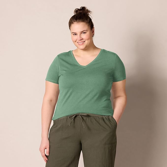 Amazon Essentials Women's Regular-Fit Short-Sleeve T-Shirt (Crewneck and V-Neck Options), Multipacks