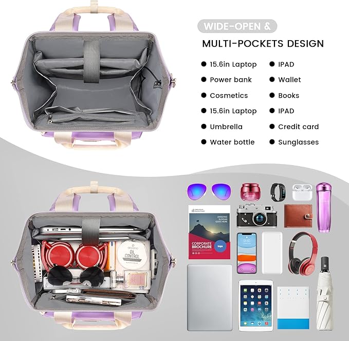 FALANKO Laptop backpack for Women, Computer Backpack Fits 15.6Inch Laptop with RFID Water Resistant Teacher work nurse Doctor