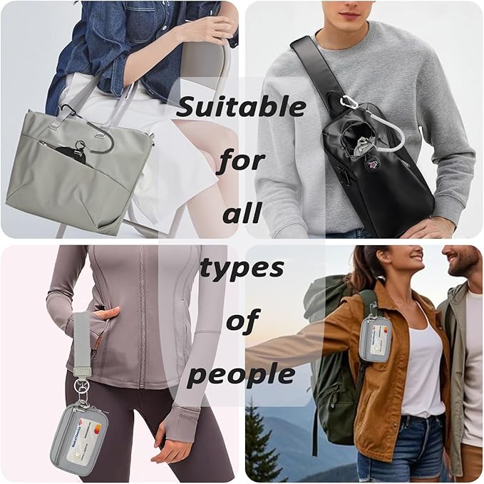 Prime Comfort Small Zip Wallet with Anti - Loss Tether, ID card package Holder, Student daily wallet, card bag, ID bag Holder (With Tether-Grey)