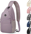Pritent Crossbody Bags for Women Man, Waterproof Sling Bag Backpack Trendy Casual Cross Body Bags with Convertible Shoulder Strap Chest Bag for Camping Hiking Travel Essentials (Purple, Medium)