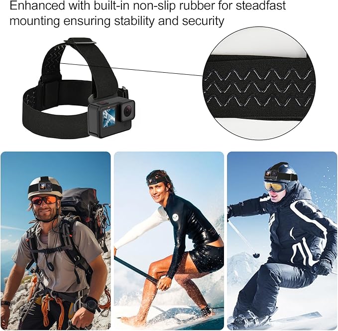 3 in 1 Accessories Set for GoPro Hero 13 12 11 10 9 8 7 6 5 4 3 Black, Chest Mount Harness/Head Strap Mount/ 360°Rotating Wrist Strap, Adjustable Flexible Accessories Kit