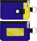 Minimalist RFID Blocking Small Wallet with ID Window,WaterResistant Zip Id Case Wallet with Lanyard Keychain for Cards,Cash,Travel,Women,Men (Sapphire Blue/Lemon Yellow)
