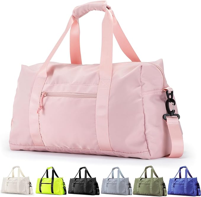 Travel Duffle Bag,Sport Gym Bag for Men And Women with Wet Pocket,Weekender Bag Carry On Tote Bags for Airplane PINK