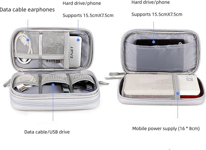 Electronic Organizer Travel Cable Accessories BagPouch Portable Waterproof Storage Bag Electronic Organizer Case for Cable, Mouse,USB Cable,Power Bank,Cord, Charger, Phone, Earphone