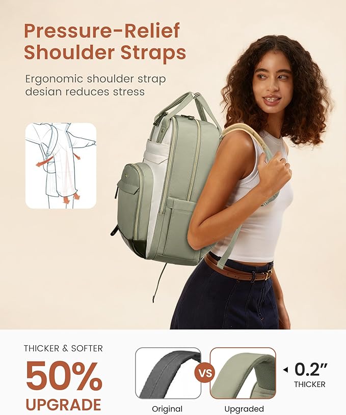 LOVEVOOK Laptop Backpack Women with Giant Tumbler Holder Pocket,17.3 inch School College Book Bag Nurse Teacher Backpack,Work Travel Backpack Laptop Computer Bag,Light purple-Off-white-Pinkish purple