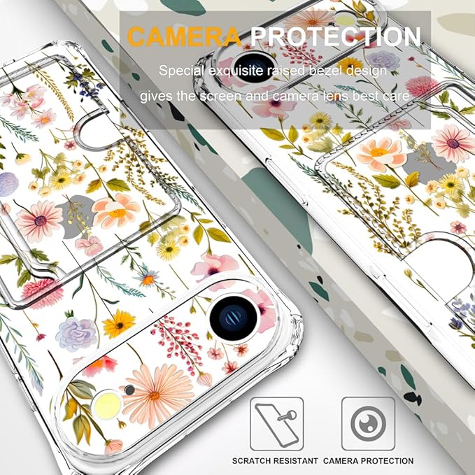 Compatible with iPhone 17 Air Case Card Holder for Women Cute Design,Wallet Phone Cases Transparent Cool Kawaii Protective (Clear Watercolor Floral)