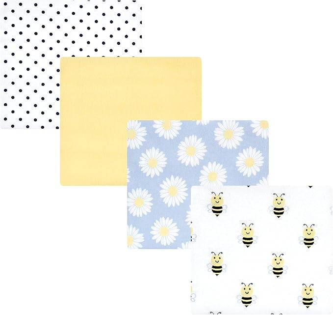Hudson Baby Unisex Baby Cotton Flannel Receiving Blankets, Daisy Bee, One Size