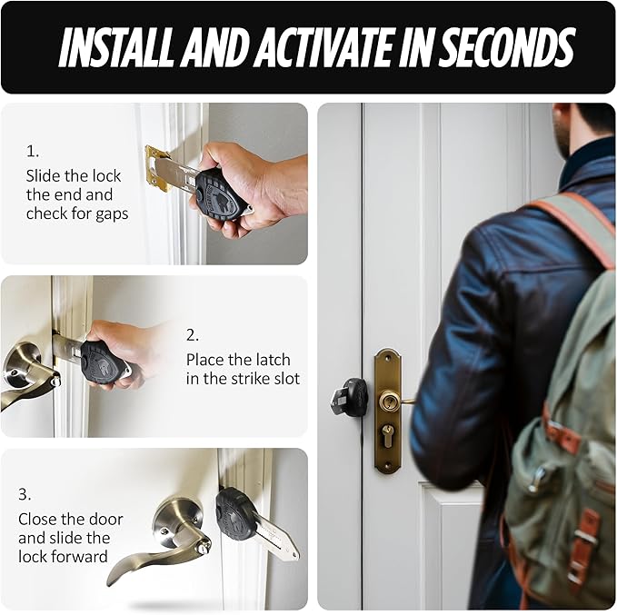 Guard Dog Security Blocklock Portable Door Lock, Hotel Door Locks for Travelers Security, Tough, Durable, Apartment Door Security, Home Security, Travel Essentials, Easy to Use