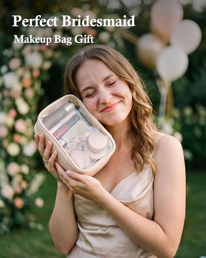Pocmimut Small Makeup Bag,Clear Make Up Bag Organizer Cute Stuff Pouch Traveling Compact Toiletry Bag Car Bag for Travel Essentials,Pink