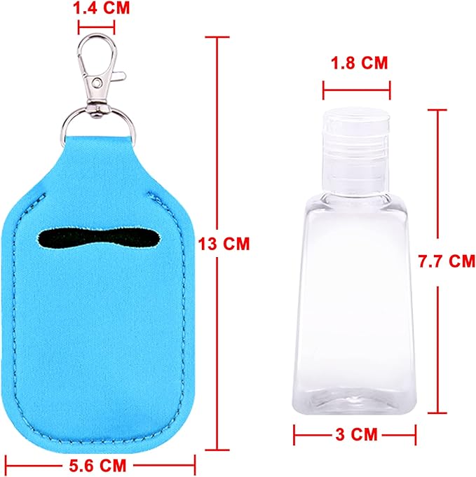 Duufin 40 Pieces Hand Sanitizer Keychain Holders Set with 20 Pieces Hand Sanitizer Holder and 20 Pieces Empty Travel Bottles