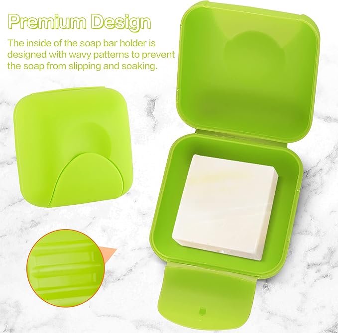 2 Pcs Small Size Plastic Soap Case Holder Container Box Home Outdoor Hiking Camping Travel,2.75 * 2.75 * 1.65 inch Lime Green