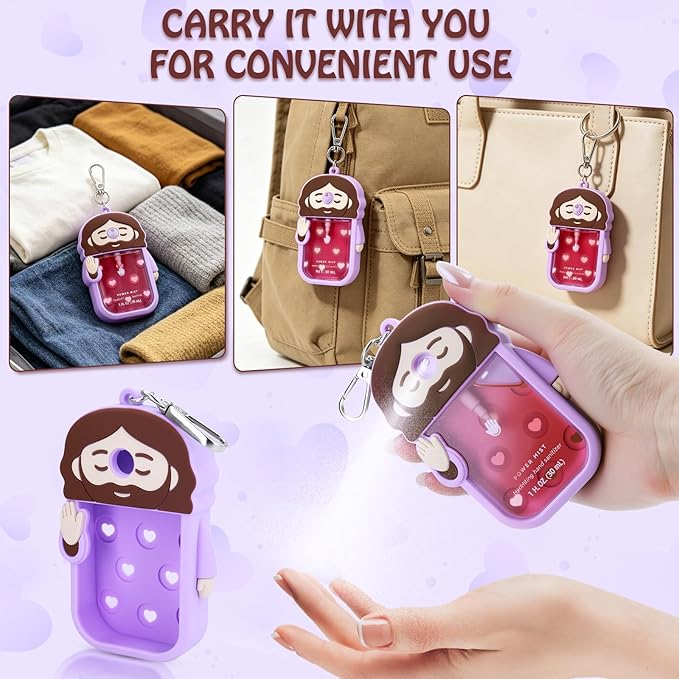 Silicone Case Compatible with Touchland Hand Sanitizer Spray, Touchland Case with Keychain, Protective Case for Power & Glow Mist 1 FL Oz/30ML, Hand Sanitizer Spray Accessory for Mother‘s Day(Purple)