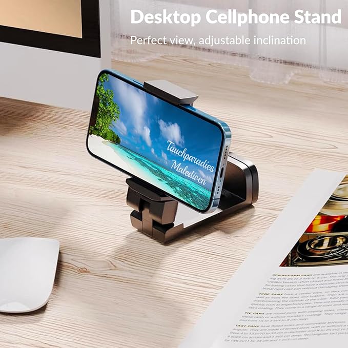 Wicked Chili 1x Airplane in Flight Phone Holder | Travel Essential Gadget for Plane | Universal Foldable Pocket Size Smartphone Mount | 360° Rotation | Train Work Monitor Kitchen & Video (Patented)