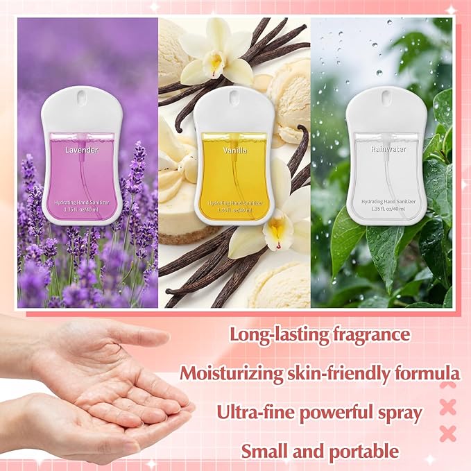 3 Pcs Power Mist Hydrating Hand Sanitizer Spray Bulk Travel Size Hand Sanitizer Pocket 1.35 oz Gourd Spray Bottle for Daily Use Mother's Day Mom Staff Employee Nurse Teacher Appreciation Gifts