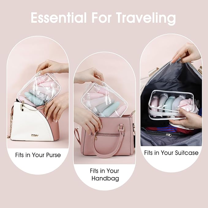 6Pcs Leakproof Travel Size Toiletries Bottles Set – Leakproof Silicone Travel Bottles TSA Approved, 3oz+2oz+1oz Travel Toiletry Set for Shampoo, Lotion, Cream