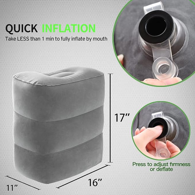 Betus Inflatable Travel Foot Rest Pillow - Ultra Comfortable and Compact - Toddle & Kids Leg Rest Stool for Long Flight/Trip by Airplane or Car