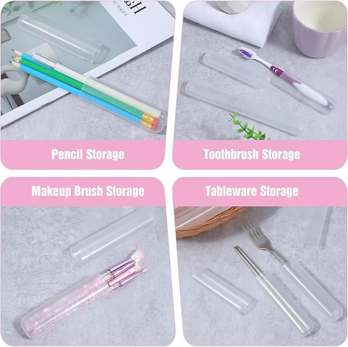8 PCS Tooth Brush Travel Case, Clear Tooth Brush Holder for Travel, Protective Tooth Brush Case Travels Storage for Family, Business Trips and Camping