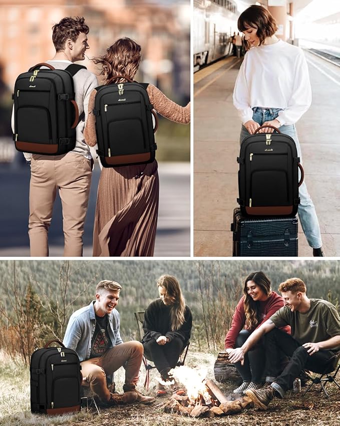 LOVEVOOK Travel Backpack For Women Flight Approved, 50L Large Carry On Backpack For Airplanes, Personal Item Travel Bag, Waterproof 18 Inch Laptop Backpack For Business Weekender Overnight, 4Pcs Set