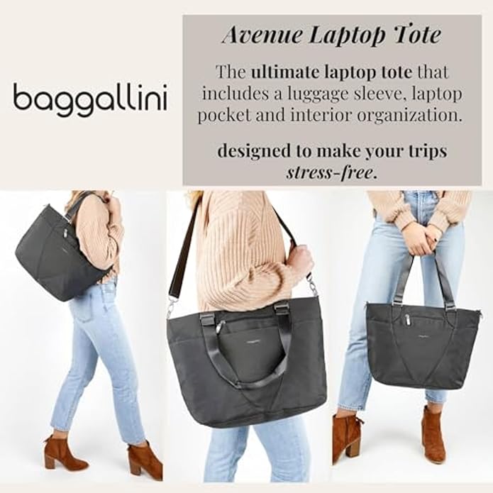 Baggallini Avenue Tote - 12x18 Laptop Tote Bag for Women - Lightweight Work Travel Carry On Bag