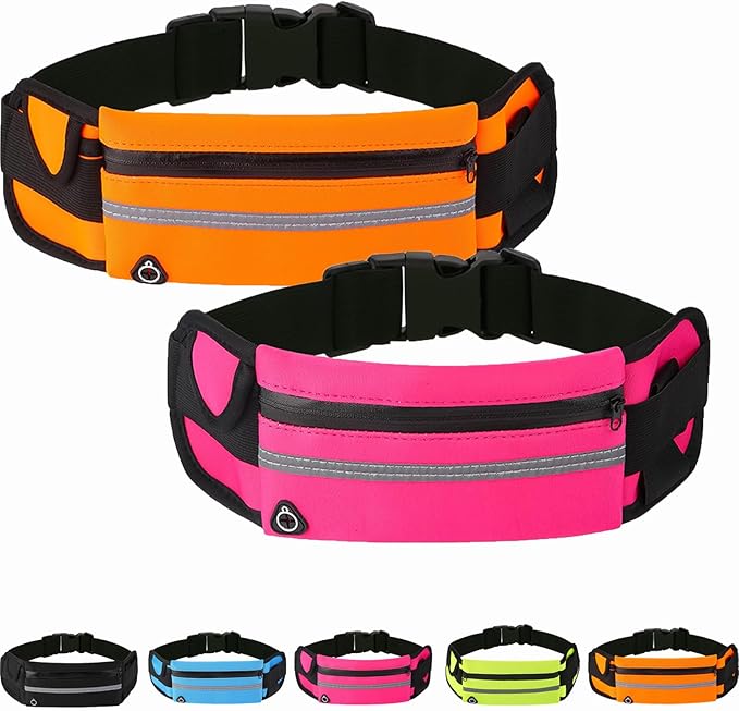 Anti-theft Invisible Waist Bag, Anti-Theft Money Belt Multifunctional Outdoor Sports Waist Bag, for Outdoor Running (Orange+Rose Red)