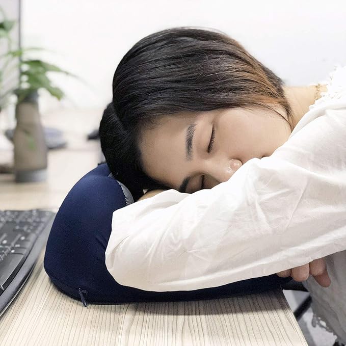Airplane Travel Neck Pillow, 100% Memory Foam Ergonomic Neck Support, Airplanes Neck Pillow with Washable Cover Travel Essential for Flight Car & Office Includes Eye Masks, Earplugs & Carry Bag (Blue)