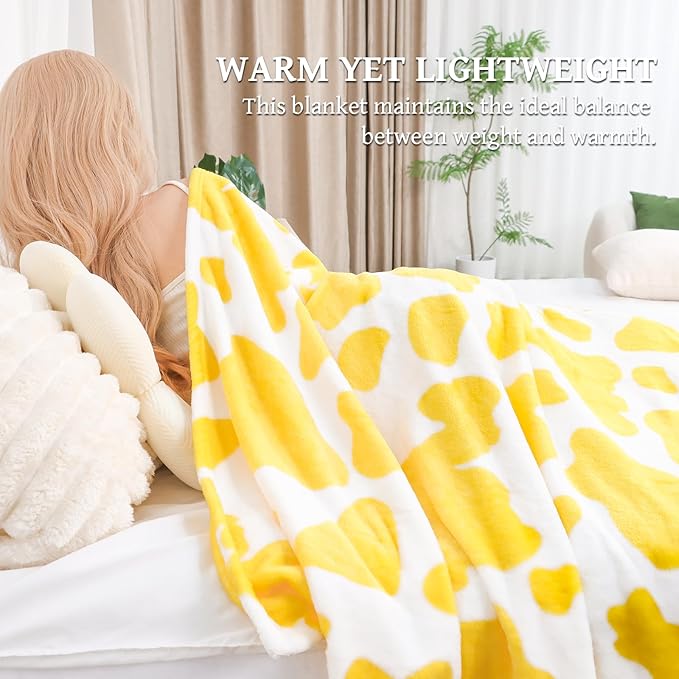 Yellow Blanket Twin Size for Bed & Couch - Large Soft Plush Fleece Blanket Throws for Families, Yellow Western Country Decor for Bedroom & Living Room, All Seasons Cozy Bedding 60" x 80"